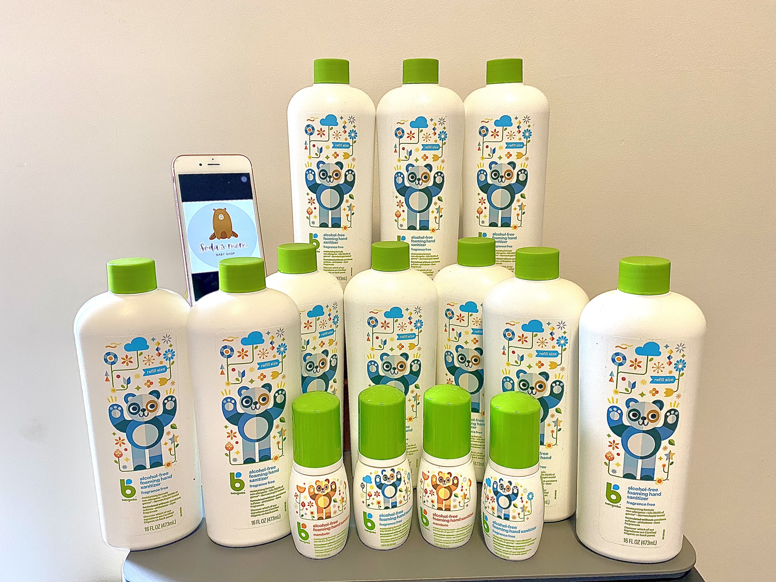 Hàng Mỹ đi Air Nước rửa tay khô Babyganics an toàn cho bé nhiều dung tích