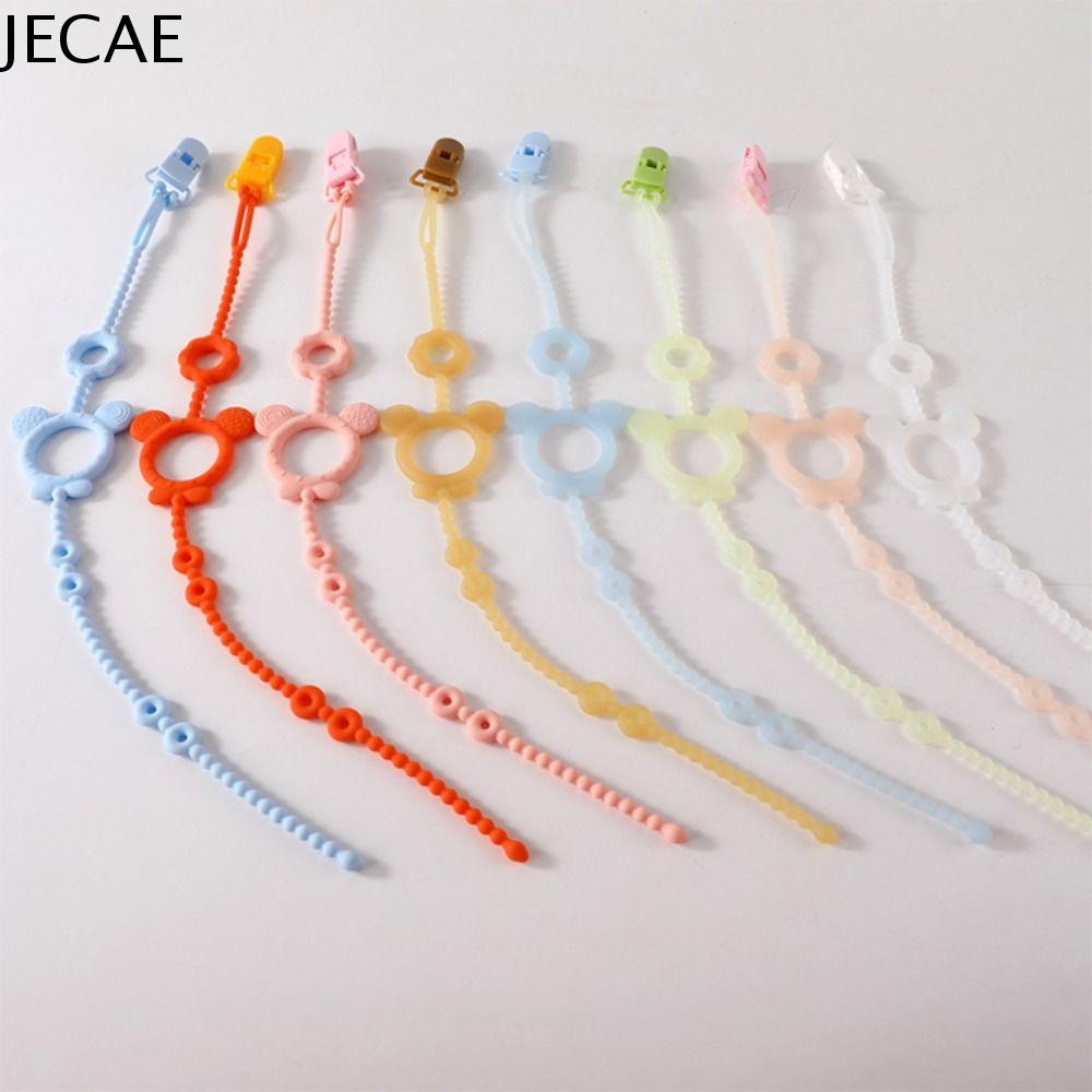 JECAE Xích chống rơi Kẹp giữ núm vú giả Gấu hoạt hình Phụ kiện núm vú Dây đai đồ chơi mọc răng cho bé Chống mất Màu sắc tinh khiết Chuỗi núm vú giả cho bé Trẻ em