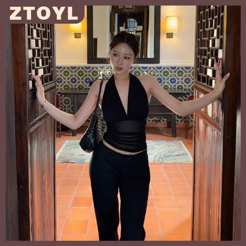 ZTOYL เสื้อแขนกุดโชว์หลังแขนกุดชุดเที่ยวคลับผ้าโปร่งสุดเซ็กซี่สำหรับผู้หญิงชุดเที่ยวชายหาดหรือกิจกรรมประจำวัน ราคา 125 บาท*ส่งฟรี