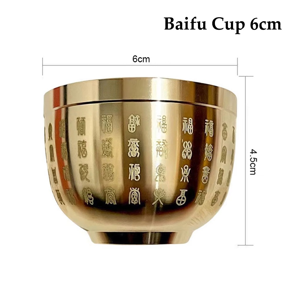 TONYOOG 1Pcs Wealth Attracting Pure Brass Cornucopia Small Mini 4.5-7cm Baifu Rice Cylinder Durable Auspicious Baifu Jar Cup Study Decoration Gift
