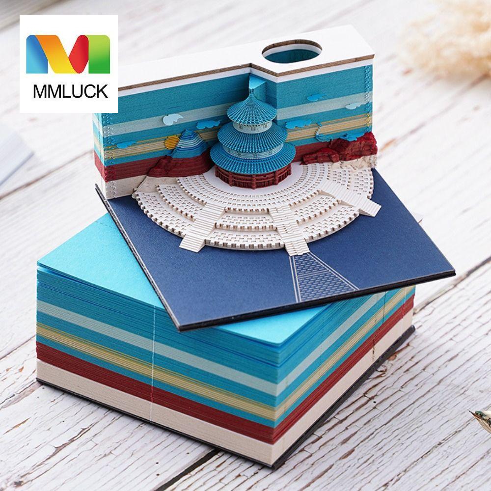 MMLUCK Handmade Crafts 3D Carving Sticky Notes Message Paper Temple Castle