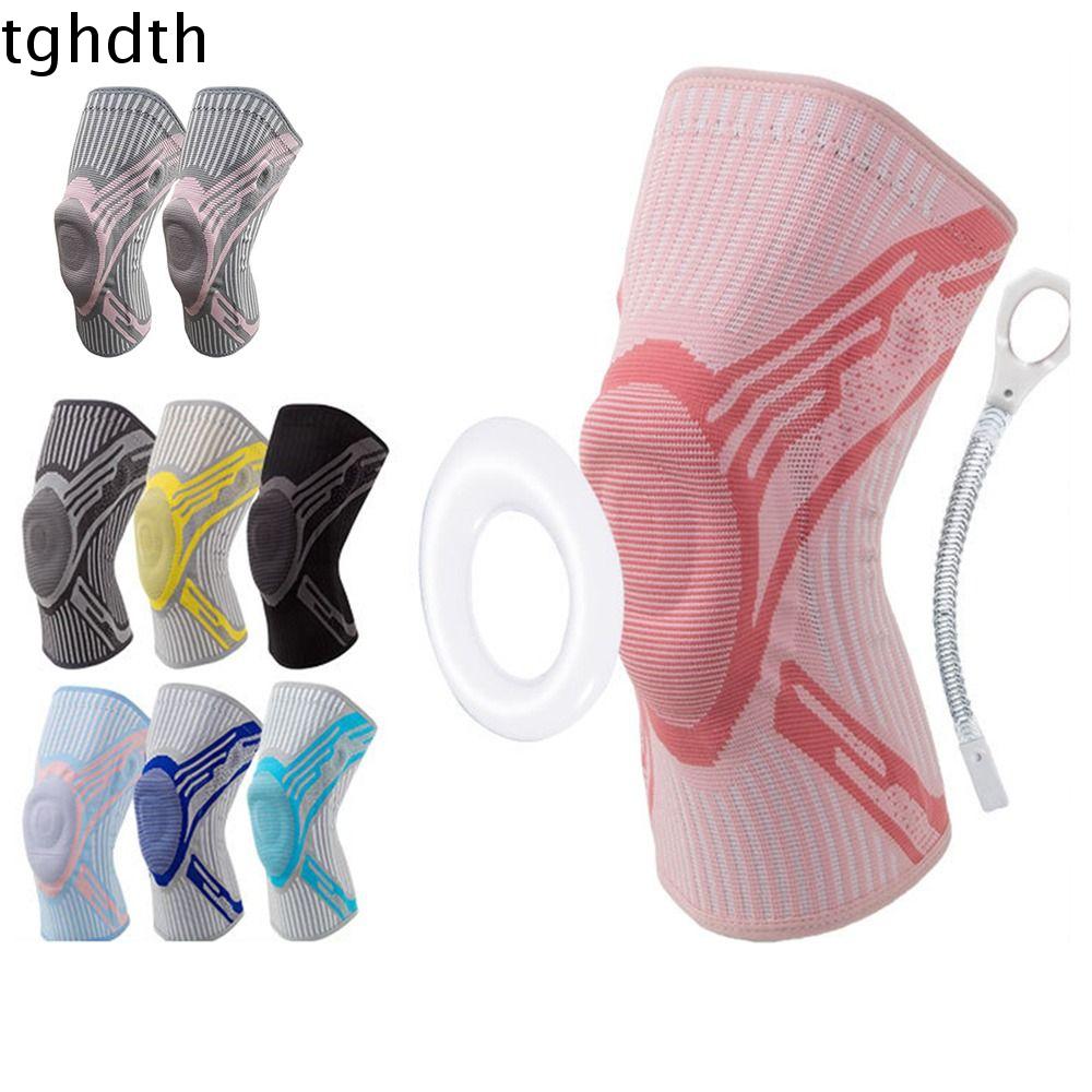 TGHDTH Silicone Nẹp đầu gối thể thao Đệm gel hỗ trợ lò xo Chuyên nghiệp Băng bó đầu gối Thoáng khí Bộ ổn định bên Miếng bảo vệ đầu gối Dành cho Nam Nữ
