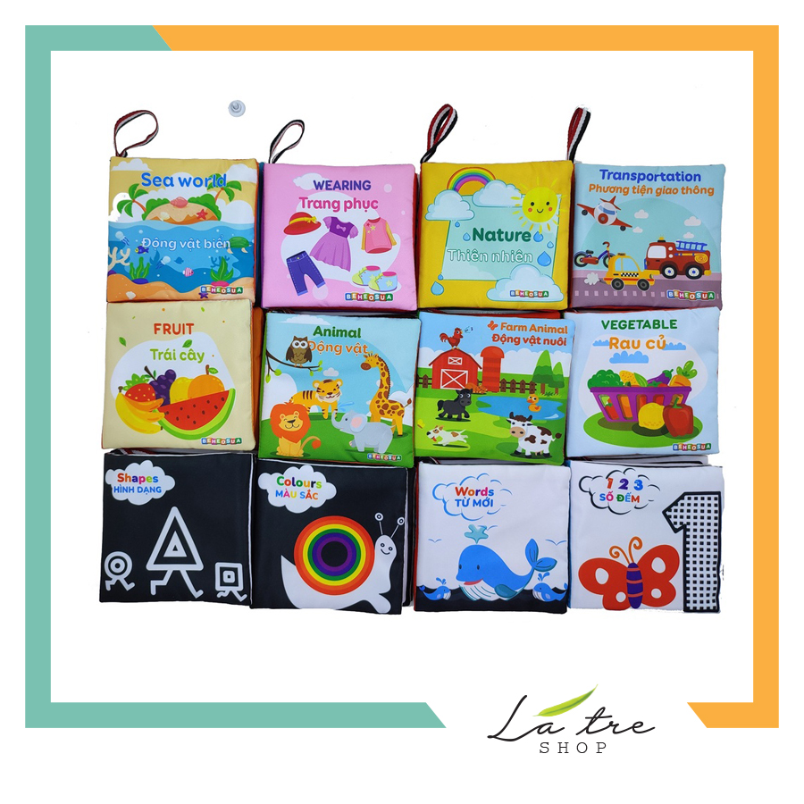 Sách vải cho bé sơ sinh sách tương tác phát triển đa giác quan 12 chủ đề