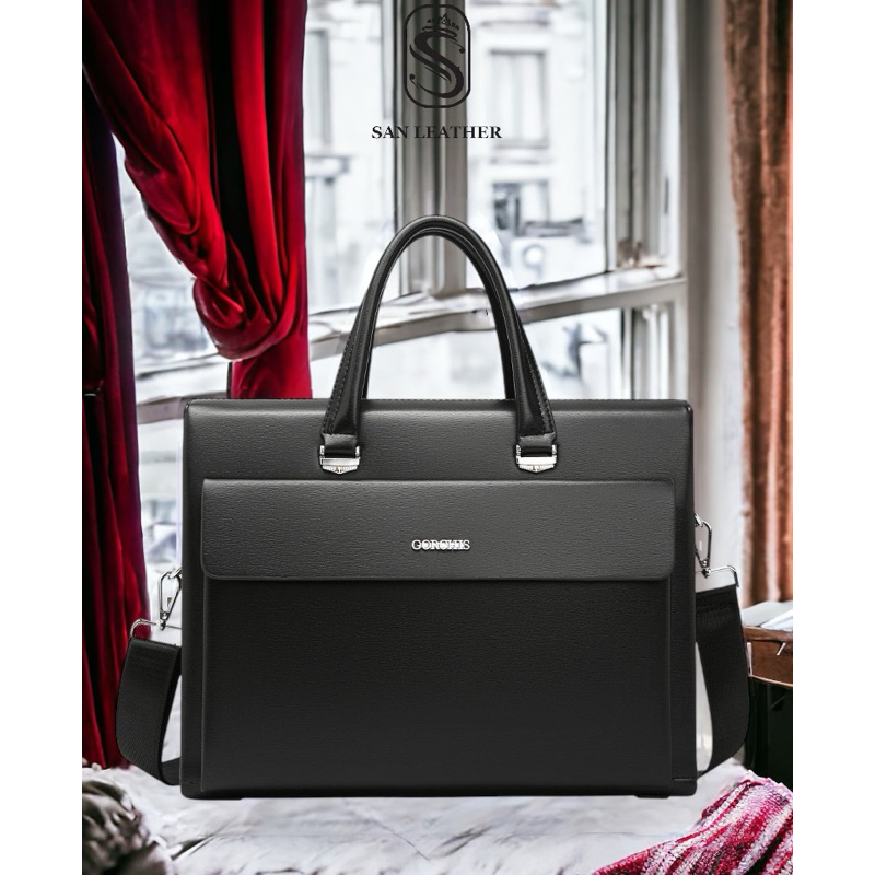 Túi Xách Da Công Sở Phong Cách Sanleather S9077. Cặp Da Laptop khoá số Cao Cấp