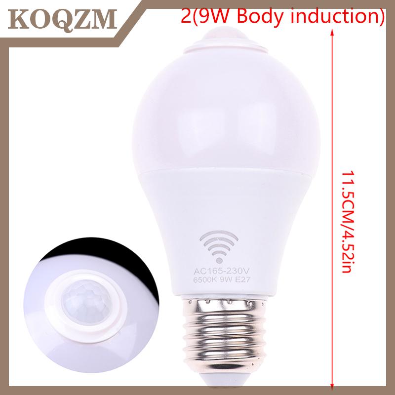 KOQZM Đèn cảm biến chuyển động PIR E27 bóng đèn LED 5W 9W 15W với đèn ngủ cảm biến chuyển động