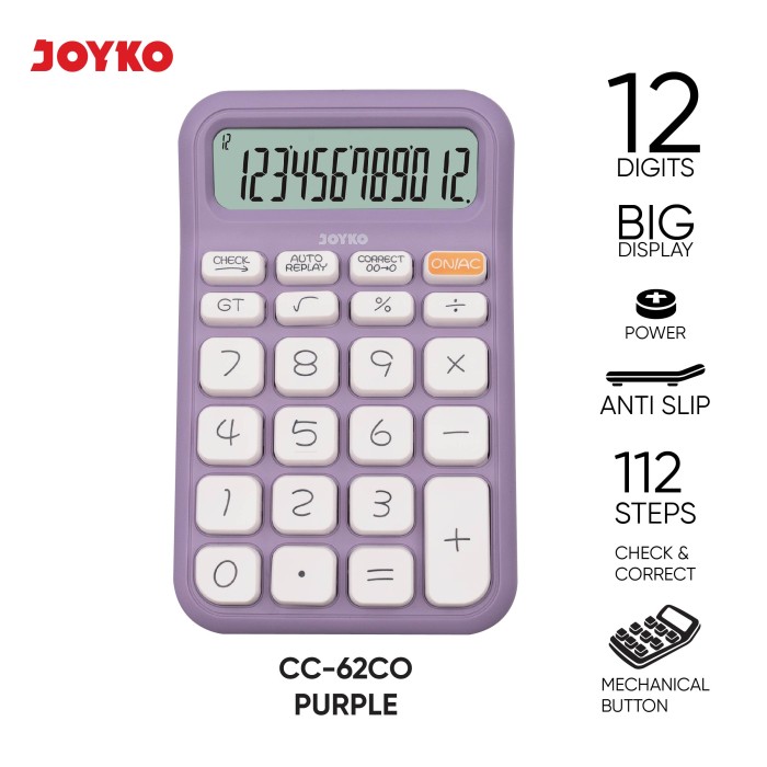 JOYKO Calculator Kalkulator CC-62CO 12 Digits Check & Correct