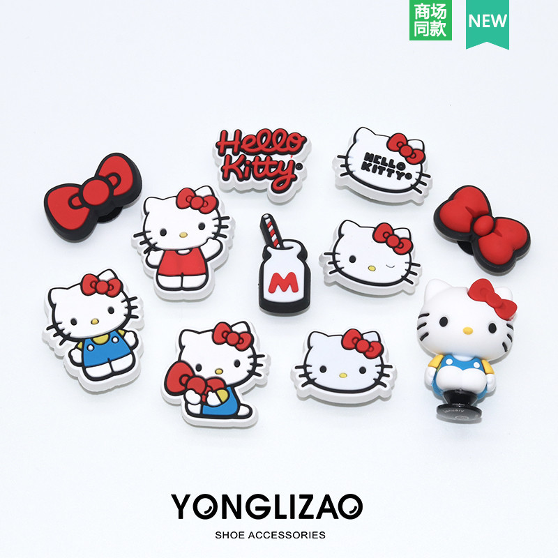 Crocs quyến rũ jibbitz Dễ thương Hello Búp bê mèo con với CROCS giày và có thể tháo rời phụ kiện jibbitz nhựa