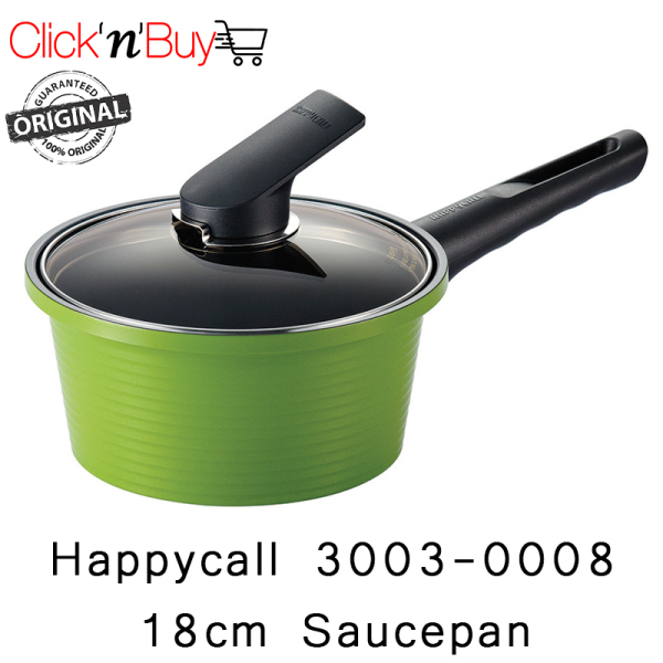 Happycall 3003-0008 18cm Alumite Ceramic Die-Cast Saucepan. 3 Layer Coating. Tempered Glass Cover. 1.8L Capacity. Made in Korea Singapore