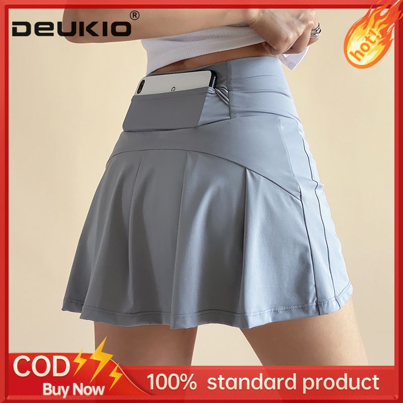 DEUKIO Fitness girl's sports shorts for summer - Thin, loose, high-waisted, anti-slip shorts for running, yoga, tennis, and other activities, designed to enhance the wearer's slim figure. ราคา 218 บาท*ส่งฟรี