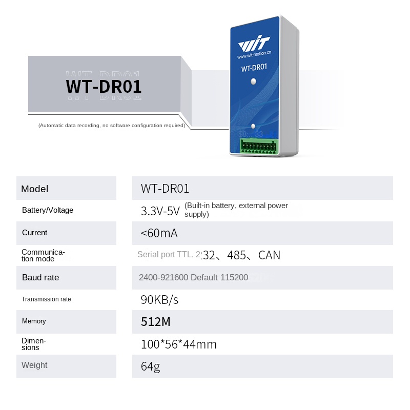 THẺ NHỚ WT-DR01 512MB Máy Ghi SD 90kb/S | Tự Động Hóa, PLC, Giao Tiếp Serial WIT MOTION