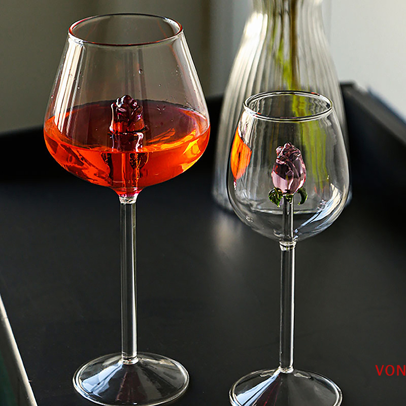 VON แก้วไวน์สีแดงสีขาวทรงกุหลาบ3D สุดสร้างสรรค์ถ้วยใส่เครื่องดื่มถ้วยแก้วแชมเปญสีสันสดใสสำหรับครัวเรือนของขวัญวาเลนไทน์สุดน่ารัก ราคา 316 บาท*ส่งฟรี