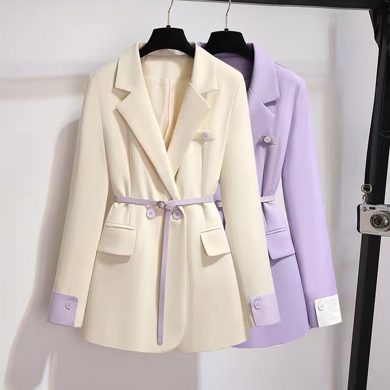 Áo Khoác blazer Màu Tím Đối Lập Phong Cách Hàn Quốc Thời Trang Mùa Thu Cho Nữ1115