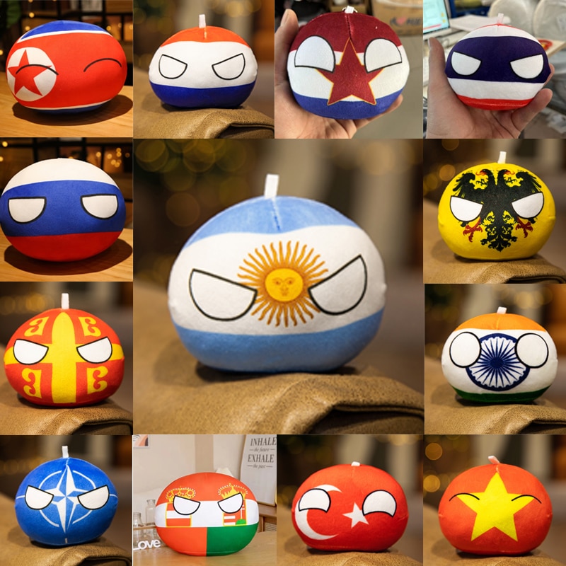 10Cm 58 Styles Country Ball Plush Toy Polandball Pendant Country Flag Ball Gifts For Children Argent