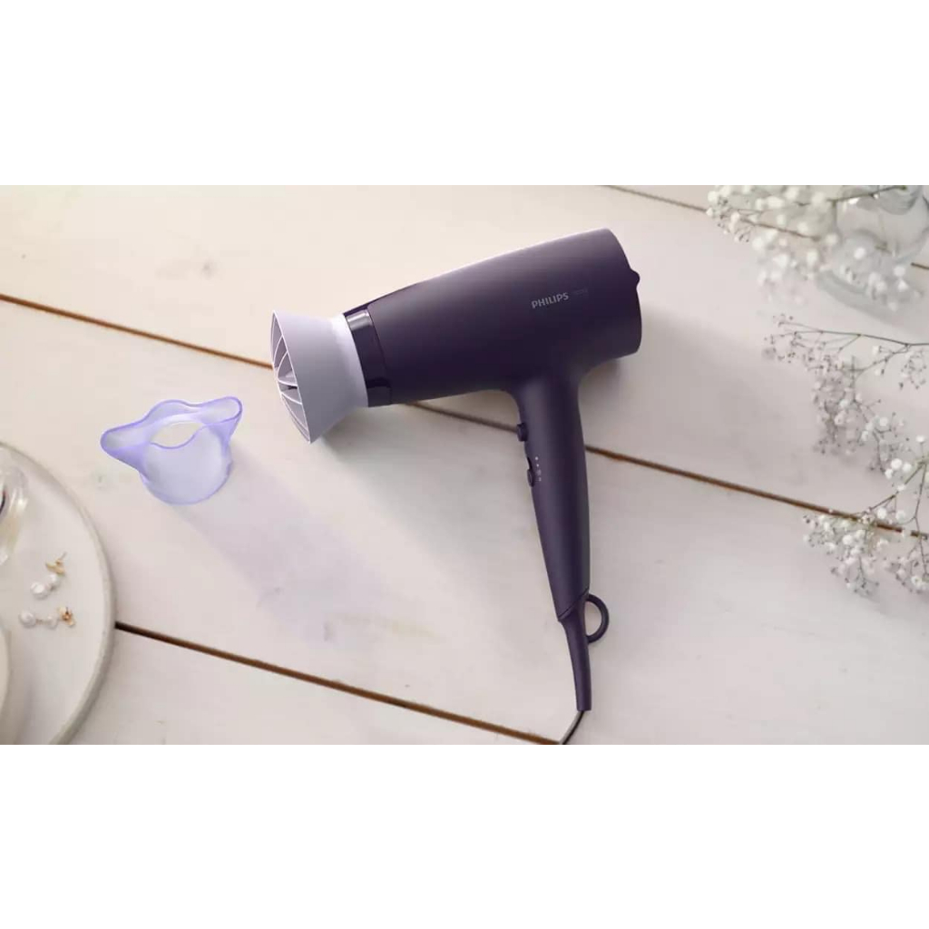 (Hàng Đức) Bảo hành 1 năm tại nhà. Máy sấy tóc PHILIPS SERIES 3000 BHD340/10 màu tím chính hãng, sấy ion làm mượt tóc,