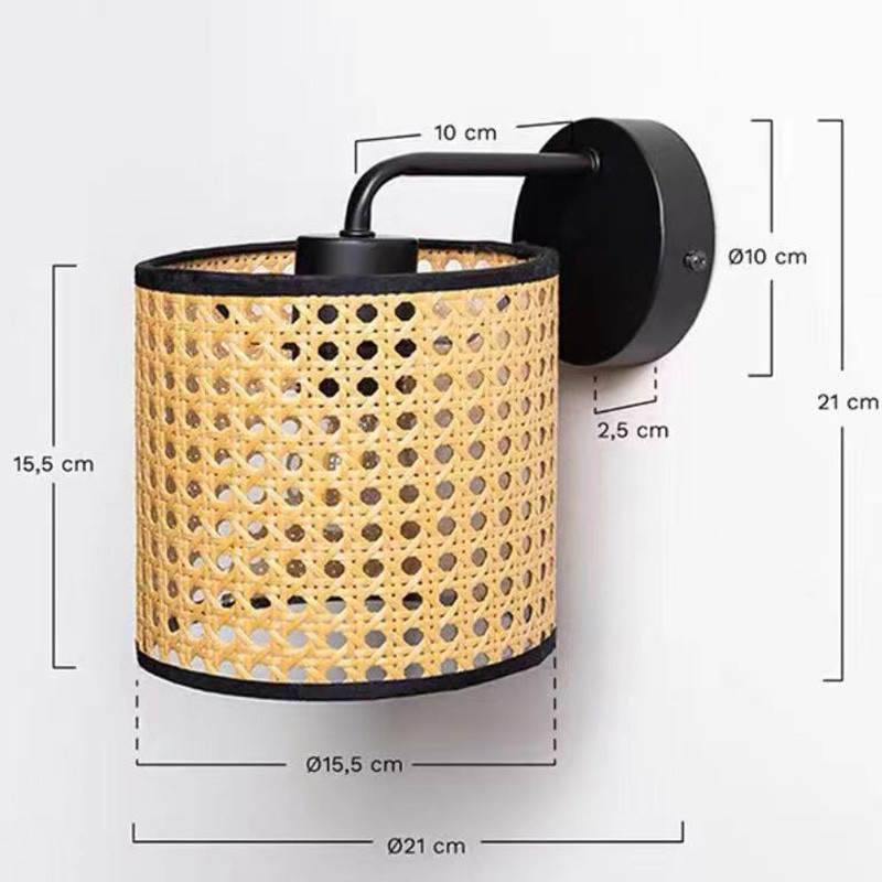 Retro Đèn Led Treo Tường Mây Tre Đèn Treo TưỜNg Phòng Khách Đèn Cầu Thang Wabi-Sabi Style Hiện Đạ