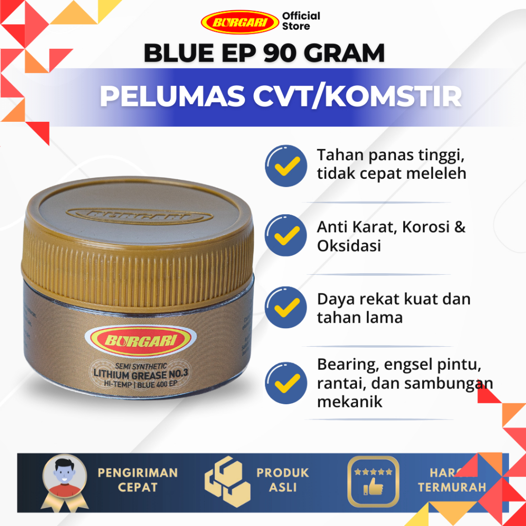 Burgari grease Blue EP 90gr/CVT anti hot grease Harga 20,000 rupiah*Gratis Ongkir