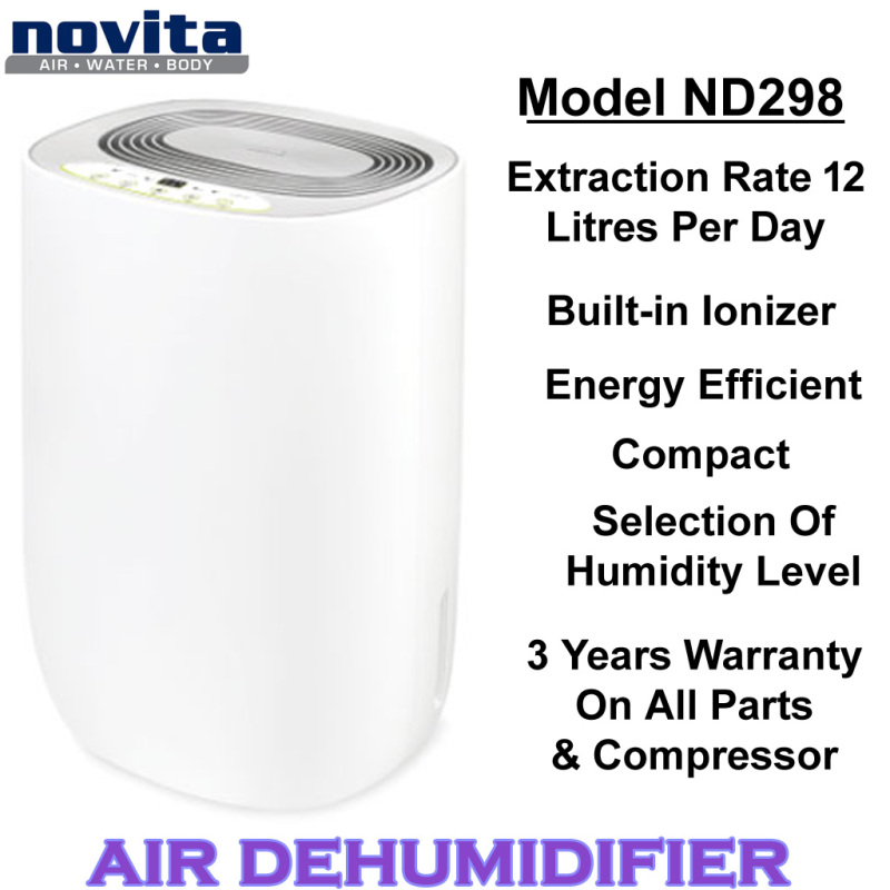 Novita Air Dehumidifier ND298 + FOC Surgical Respirator R2 Earband 100 Pcs Medium Size Singapore