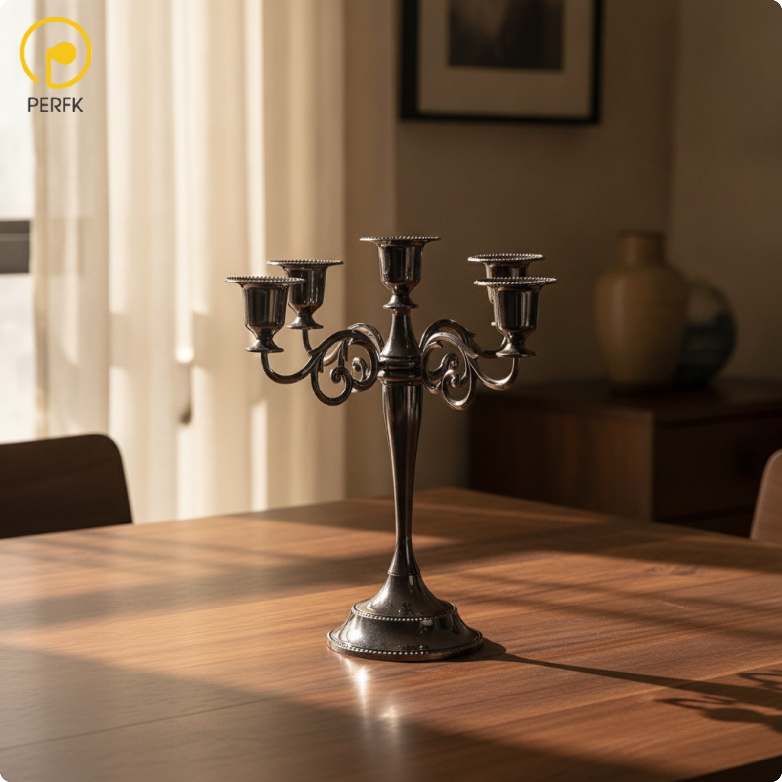 Perfk Ornate 5-Arm Candelabra Weighted Base Candelabra with Five Arms Classic Candle Holder with 5 Arms Stable for Hotel ราคา 16,370 บาท*ส่งฟรี