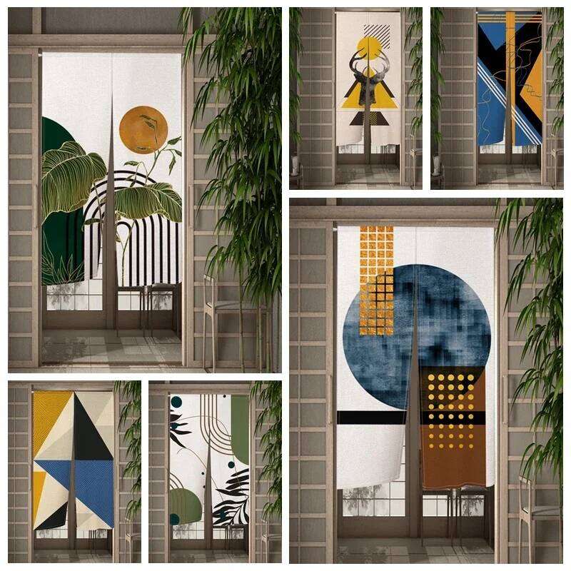 Morden Art Boho Door Curtain Plants Geometry Painting Baby Living Room Partition Curtains Drape Entr