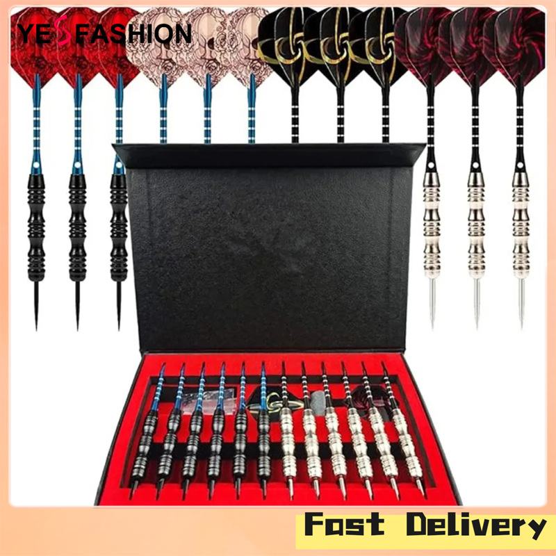 Yesfashion Darts Metal Tip Set Of 12, 22 Gram Professional Darts Set, With 12pcs Dart Rod Non-slip Ring, 12pcs Spare Rod, 1pc Grinding Stone ราคา 465 บาท*ส่งฟรี