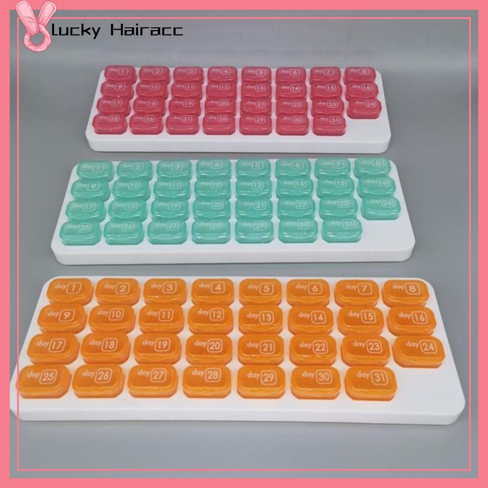 LUCKY HAIRACC Nhựa Hộp thuốc 31 ngăn Tế bào độc lập Chống ẩm Hộp đựng thuốc Hàng tháng Đựng thuốc viên Du lịch