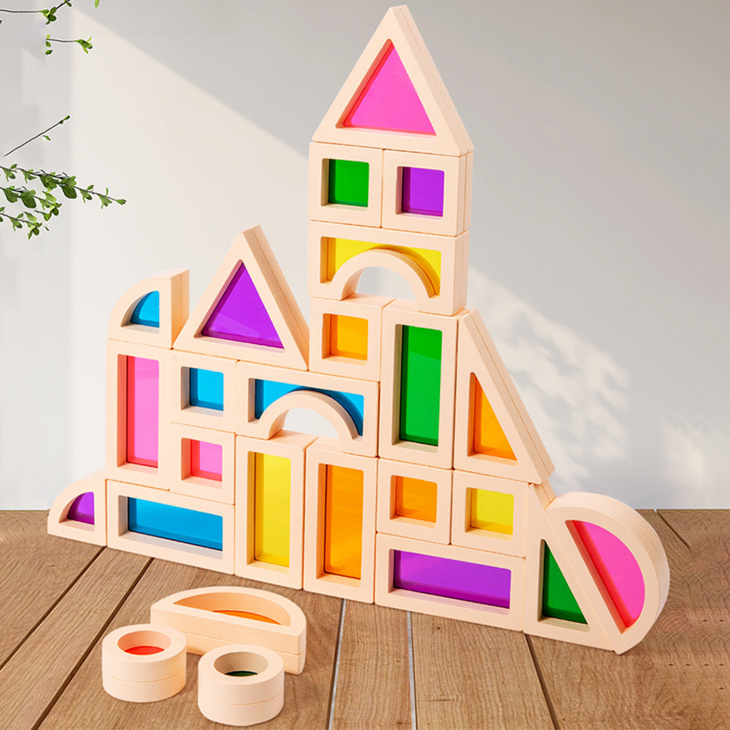 predolo Bộ đồ chơi predolo 25 khối lắp ráp xếp chồng Montessori