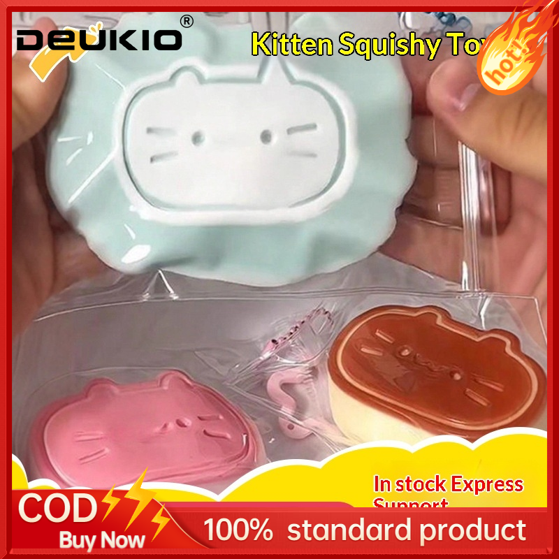 DEUKIO Cute Cat Squishy Stress Relief Toy Soft and Fun Sensory Play ราคา 36 บาท*ส่งฟรี