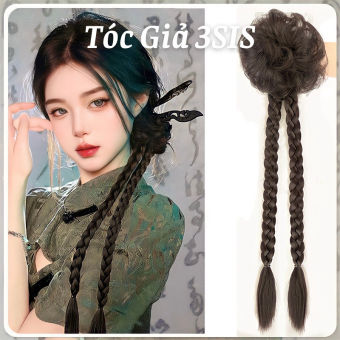 Búi tóc giả kiểu thấp kết hợp với đuôi tóc tết phong cách cổ trang cho nữ