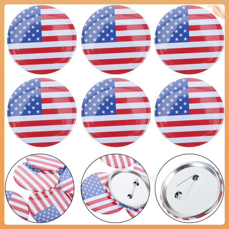 YUNMSTORE 10pcs Huy hiệu cờ Mỹ hoa văn Mỹ Pin Pin Metal USA FLAG PIN PIN PIN BADGE BADGE PIN PIN
