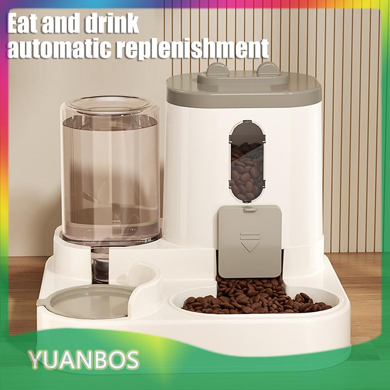 YUANBOS Tự Động Trung Chuyển Mèo Con Chó Thực Phẩm Bát Với Nước Đài Phun Nước Pet Công Suất Lớn Lớn Lớn Đứng Món Ăn Bát Cho Mèo Người Phụ Kiện