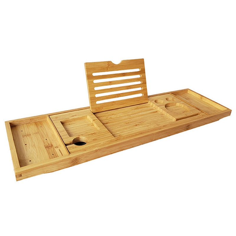 【Latest model】 Wood Bathtub Tray For Tub,Adjustable Bathroom Bathtub Organizer With Book Tablet Wine Glass Cup Towel Holder ราคา 1,881 บาท*ส่งฟรี