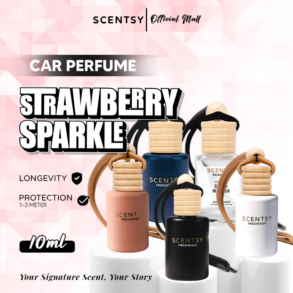SCENTSY Parfum Mobil STRAWBERRY SPARKLE Pengharum Anti Mual 10ml Pewangi Ruangan Kantor Toilet Kamar tidur Lemari Inspired by Fragrance Aroma Terapi Mewah Parfum Gantung Capit Jepit AC Aksesoris Mobil Harga 17,950 rupiah*Gratis Ongkir