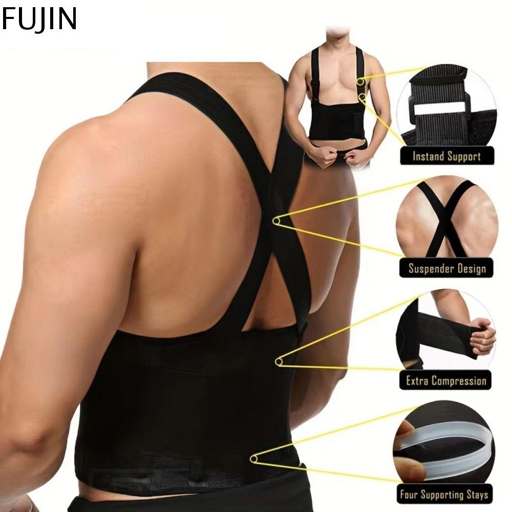 FUJIN Có dây đeo Đai lưng chịu lực nặng Thoáng khí Đai lưng Đai hỗ trợ cột sống Đai lưng chỉnh hình Hỗ trợ mạnh mẽ Áo nịt lưng Tập luyện tại phòng gym