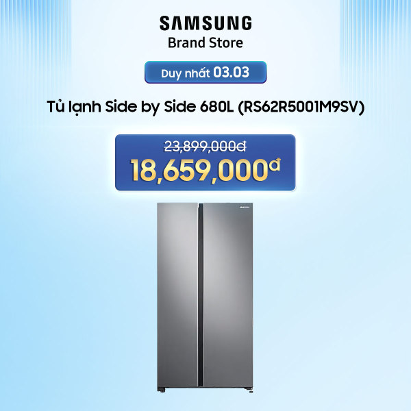 [Trả góp 0%] Tủ lạnh Samsung Side by Side 680L (RS62R5001M9SV) chính hãng