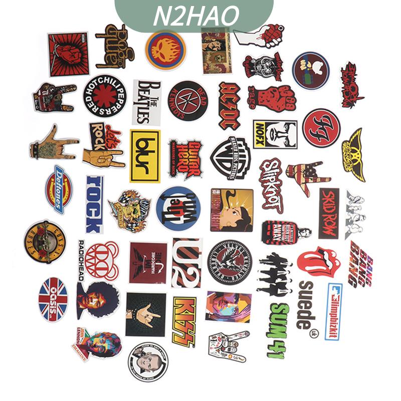 TELV 50Pcs Rock Band Sticker Graffiti Guitar Laptop Skateboard Luggage Decals