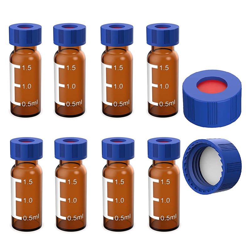{gbhkhjk} 2ML Autosampler Vials Pack Of 100 - HPLC Vials 9-425 Vials with Blue Screw Caps