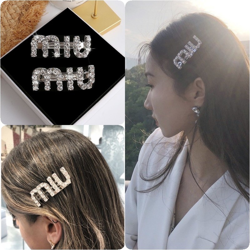 Miu Miu Silver Tone Micro Bow Jeweled Hair Clip