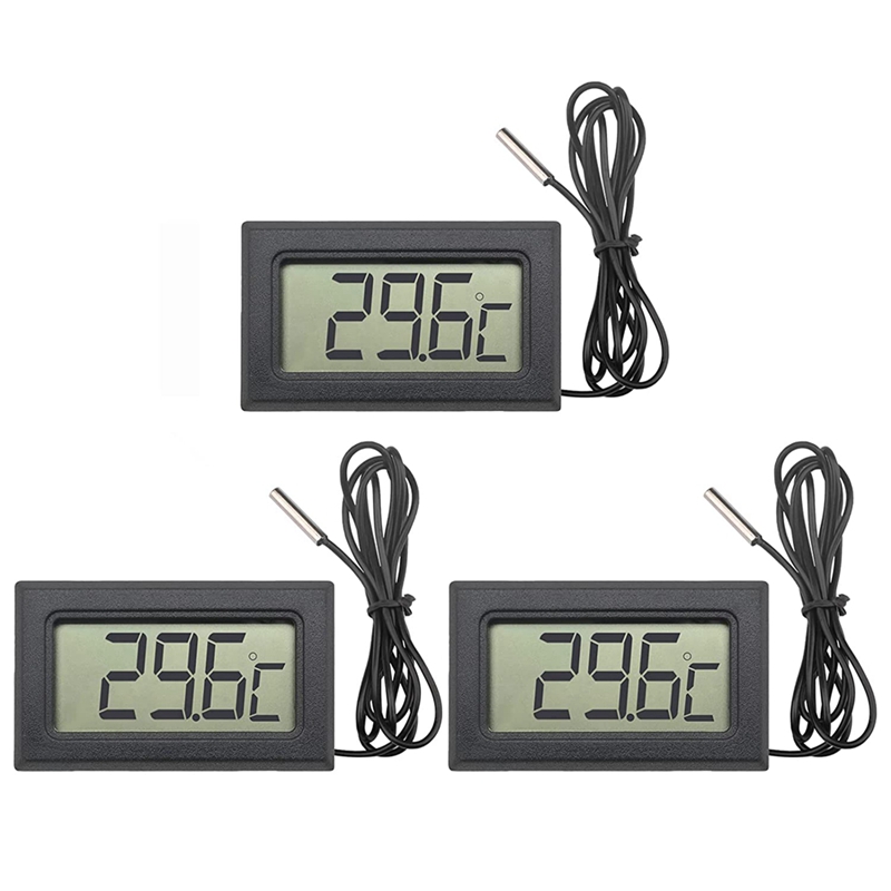 (GXAD) 1Set Digital LCD Thermometer with 1M Probe Black -50°C - +110°C Temperature Monitor ABS for F