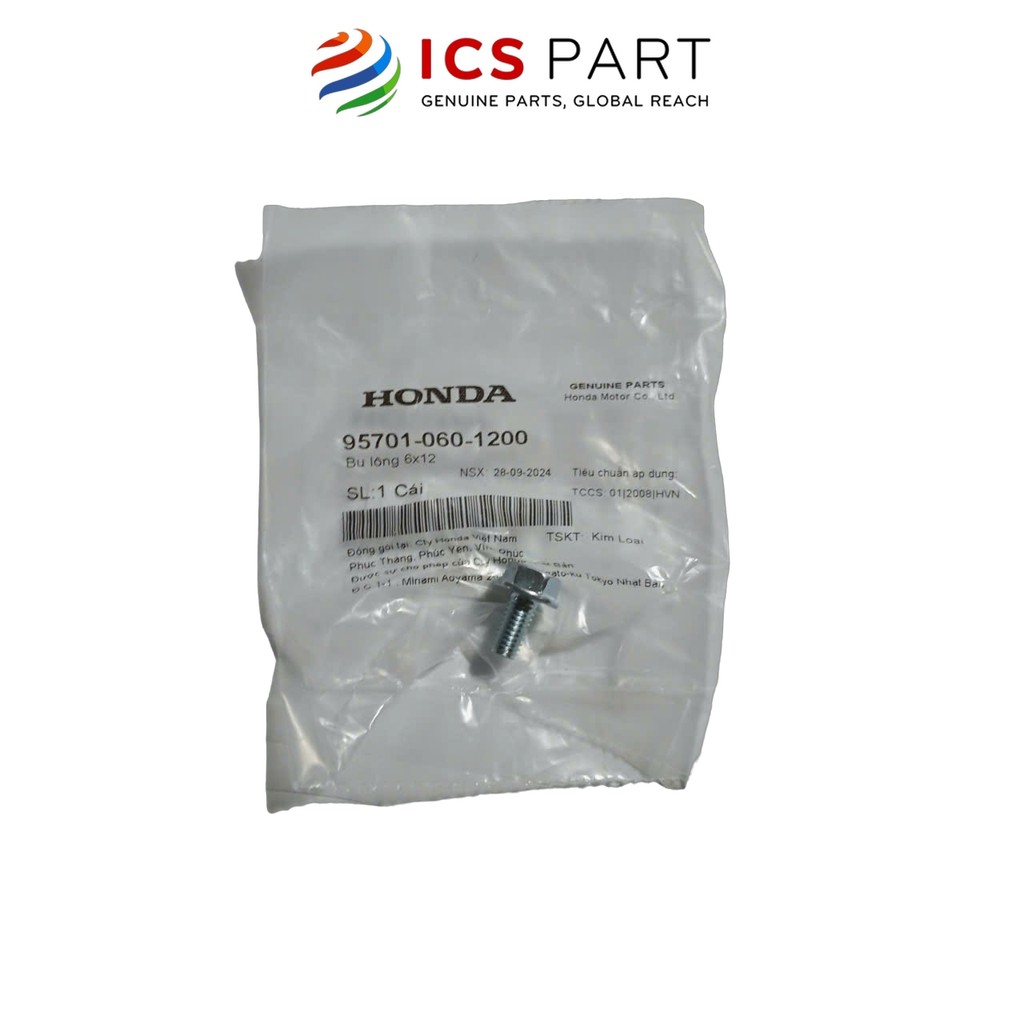 Bu lông 6x12 HONDA Air Blade, Click, Cub-C70, Dream, Future, Lead, Pcx, Sh, Sh Mode, Spacy, Vision, Wave (957010601200)