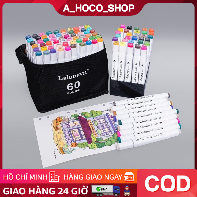 Bút màu Marker Lalunavn Touch Cool họa cụ tô màu dạ vẽ tranh anime Bộ 60