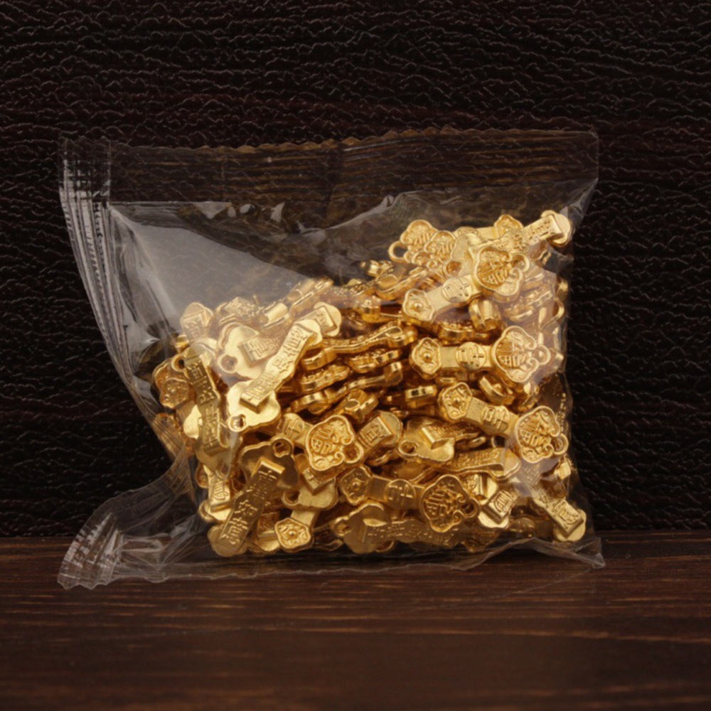 FWQWQER 100PCS Gold Mini Gold Dollars Luck Charms Attract Wealth Chinese Feng Shui Ornaments Creative Handicrafts Miniature Gold Ingots Home Decoration