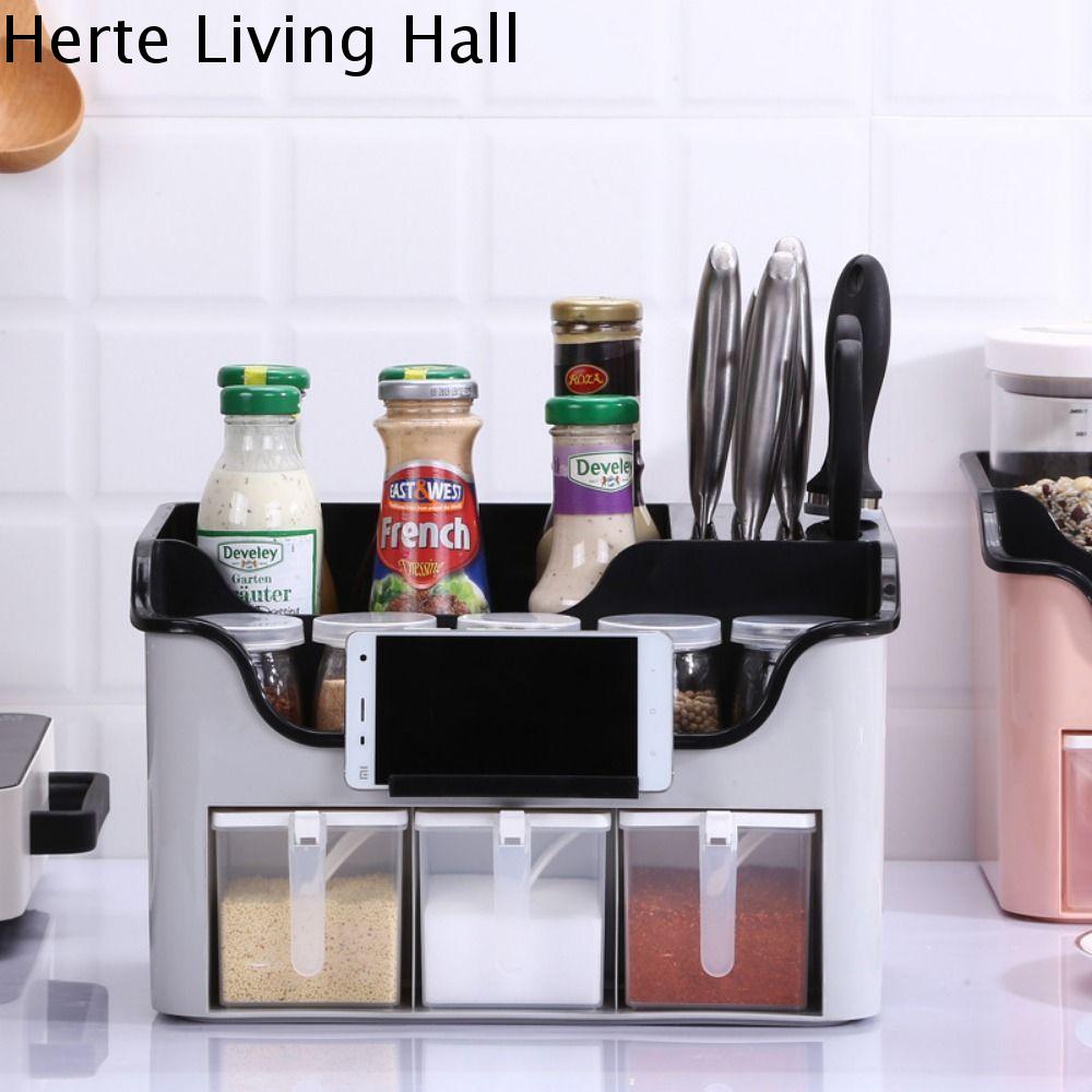 HERTE Tiết kiệm không gian Giá đựng gia vị Đa năng Giá đựng dao Bộ kết hợp hộp gia vị Ổn định Bền Kệ đựng gia vị Nhà