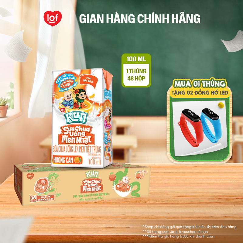 Sữa chua uống KUN vị cam thùng 48 hộp x 100ml