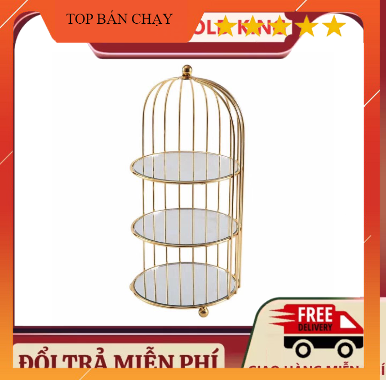 Kệ để mỹ phẩm kệ trang trí hình lồng chim Kệ đựng mĩ phẩm size to đựng đồ đa năng 3 tầng tiện lợi Sang - Xịn - Mịn. Kệ đa năng đựng mỹ phẩm bánh trà hay trang trí decor phòng đều xinh kệ mĩ phẩm cao cấp..