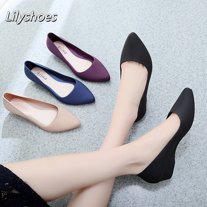 Lilyshoes giày đơn Nữ Giày đơn phong cách Hàn Quốc mùa xuân và mùa thu mới Giày mũi nhọn giày đơn Giày lười một lớp Giày công sở phù hợp thời trang chống trượt gót trung