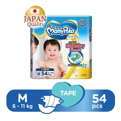 MamyPoko Extra Dry Tape Diapers M 54pcs (6-11kg)
