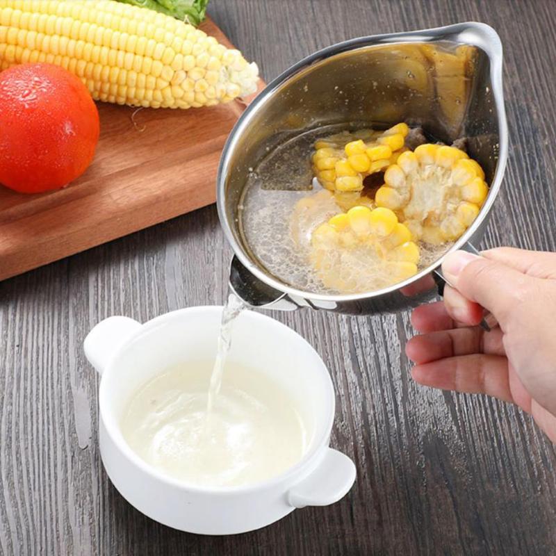 Yingke 304 thép không gỉ GRAVY dầu súp chất béo tách nước mỡ dầu Bộ lọc Bát nồi nấu bếp công cụ