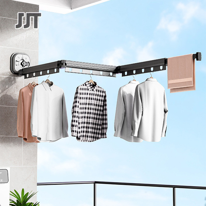Suction cup, wall mounting, folding drying rack, indoor household balcony, non-perforated clothes rail, invisible telescopic clothes rail ราคา 437 บาท*ส่งฟรี