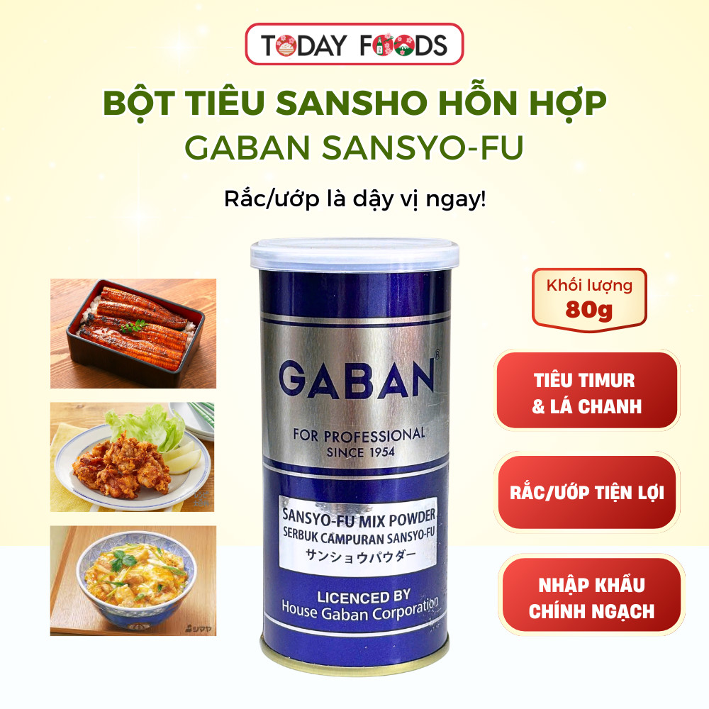 Bột tiêu sansho hỗn hợp GABAN Sansyo-Fu Mix Powder 80g – gia vị rắc/ướp thơm tiêu & lá chanh Kaffir