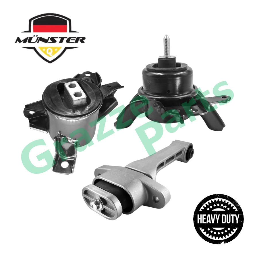 (3pc) Münster ^Heavy Duty^ HYU6030 Engine Mounting Set for Hyundai Sonata YF NF 2.0 2.4 Kia Optima K5 2.0 Theta II Auto